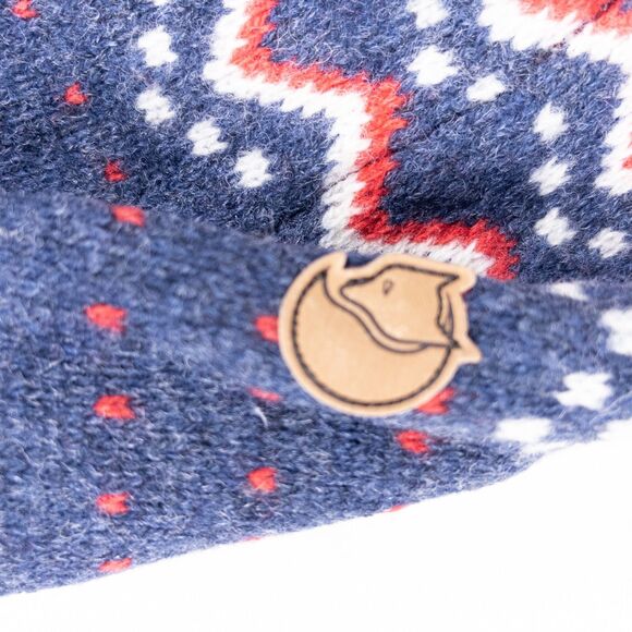 Fjallraven Women’s Ovik Knit Sweater Navy Fair Isle Nordic Wool Elbow Patch M - Picture 10 of 10